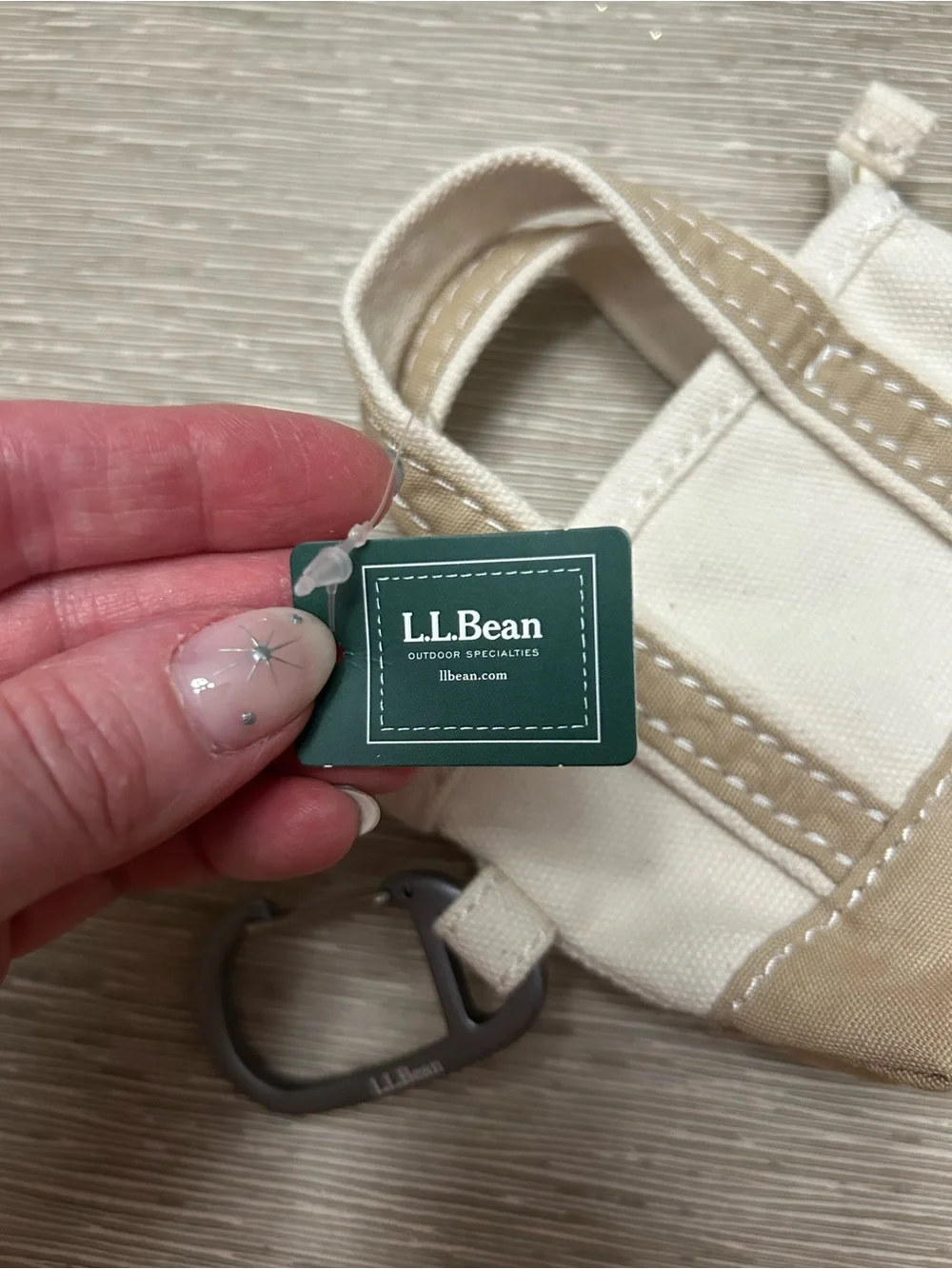 L.L.Bean Canvas Micro Boat and Tote Bag in Cream & Tan - Picture 3 of 7
